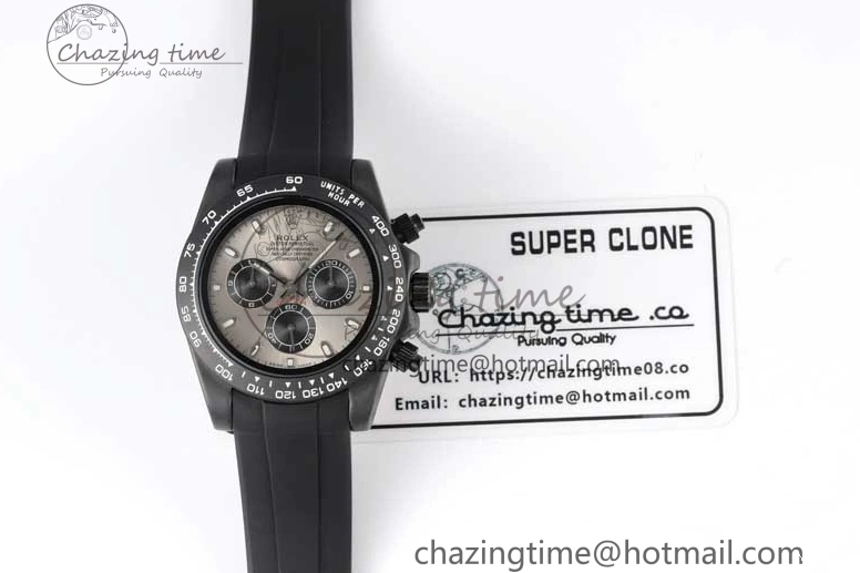 Black Black Rubber Strap on A7750 Best Daytona Ceramic Pusher Black 5GF Edition Dial Gray 0825